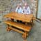 Solid wood outdoor table and benches